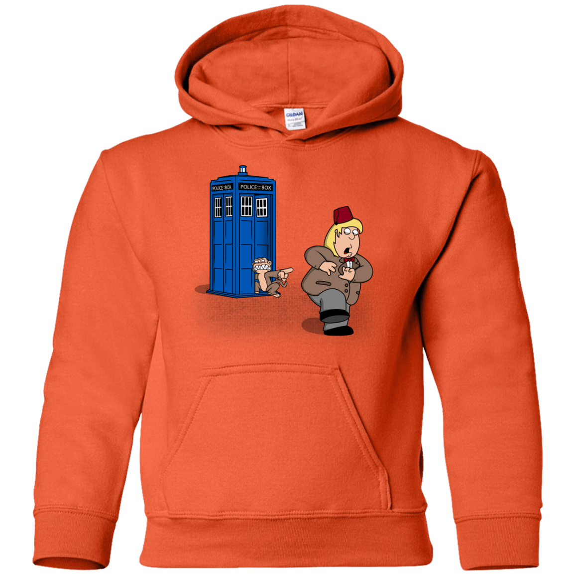 Sweatshirts Orange / YS The Tardis Monkey Youth Hoodie