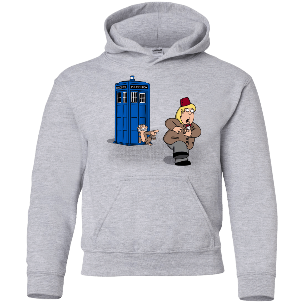 Sweatshirts Sport Grey / YS The Tardis Monkey Youth Hoodie
