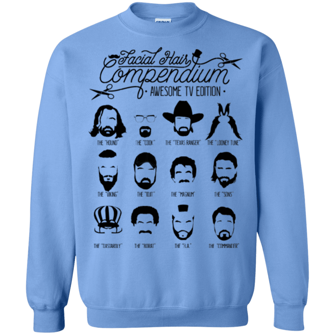 Sweatshirts Carolina Blue / Small The TV Facial Hair Compendium Crewneck Sweatshirt