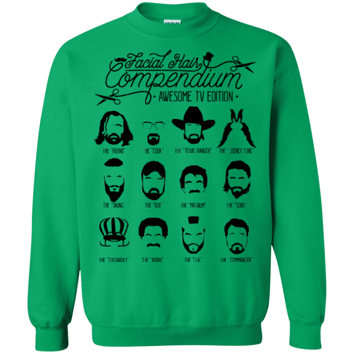 Sweatshirts Irish Green / Small The TV Facial Hair Compendium Crewneck Sweatshirt