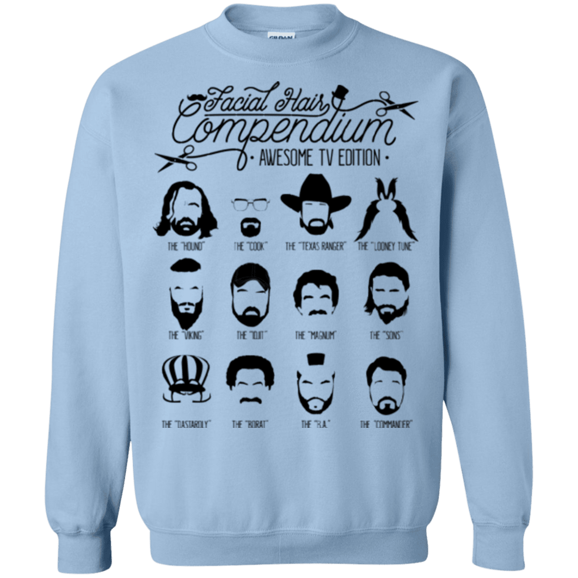 Sweatshirts Light Blue / Small The TV Facial Hair Compendium Crewneck Sweatshirt