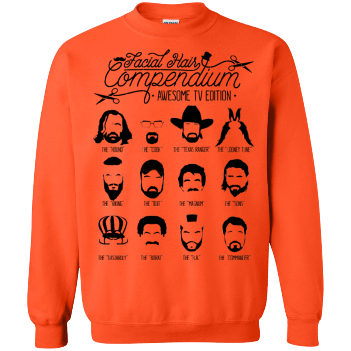 Sweatshirts Orange / Small The TV Facial Hair Compendium Crewneck Sweatshirt