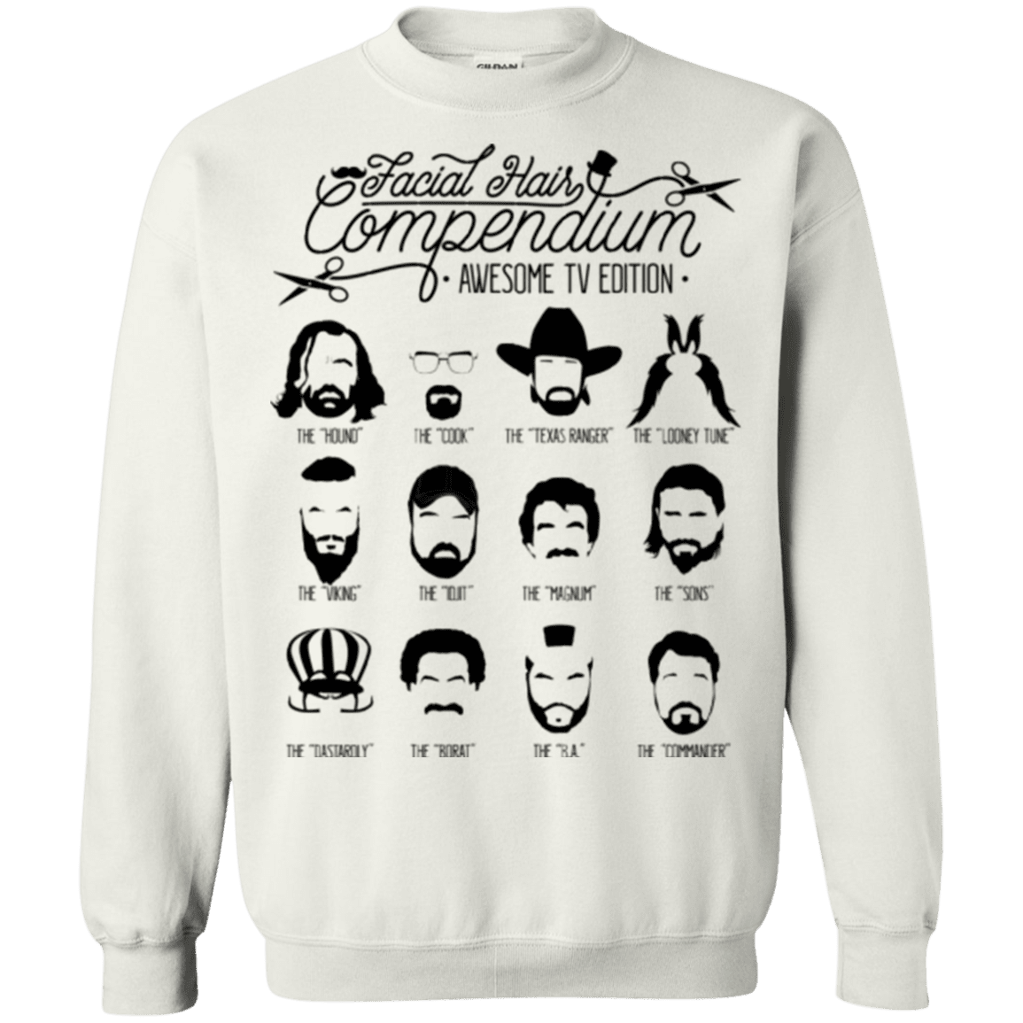 Sweatshirts White / Small The TV Facial Hair Compendium Crewneck Sweatshirt