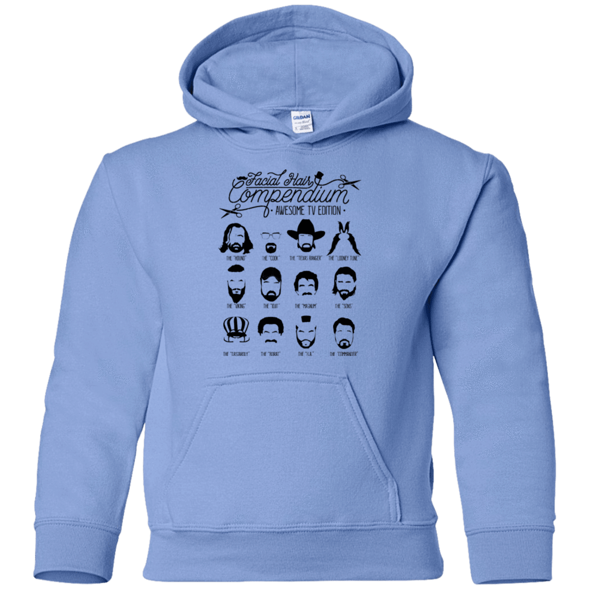 Sweatshirts Carolina Blue / YS The TV Facial Hair Compendium Youth Hoodie