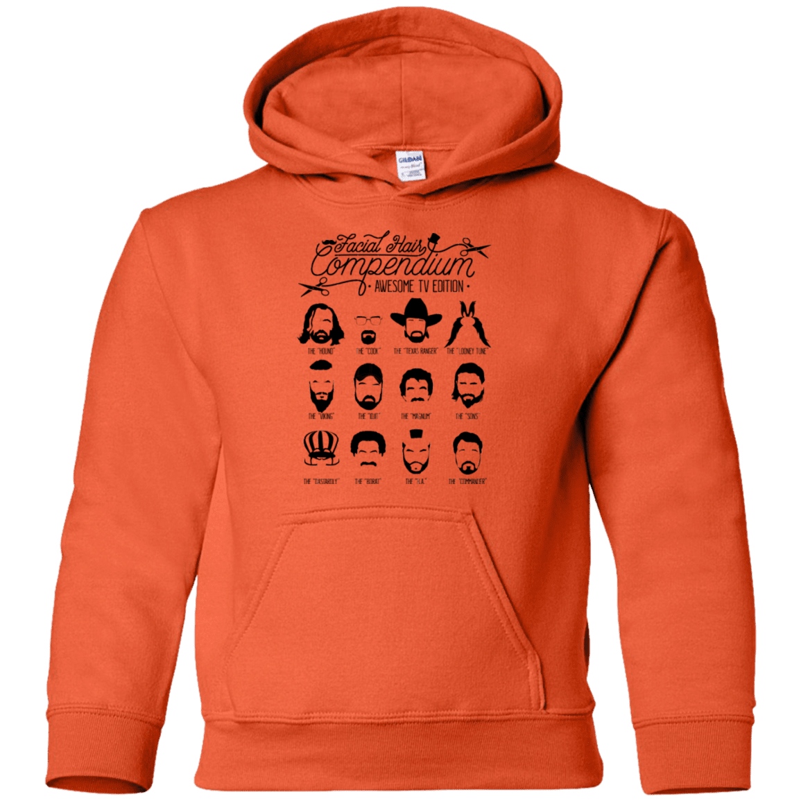 Sweatshirts Orange / YS The TV Facial Hair Compendium Youth Hoodie