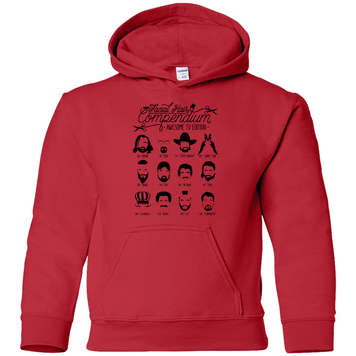 Sweatshirts Red / YS The TV Facial Hair Compendium Youth Hoodie
