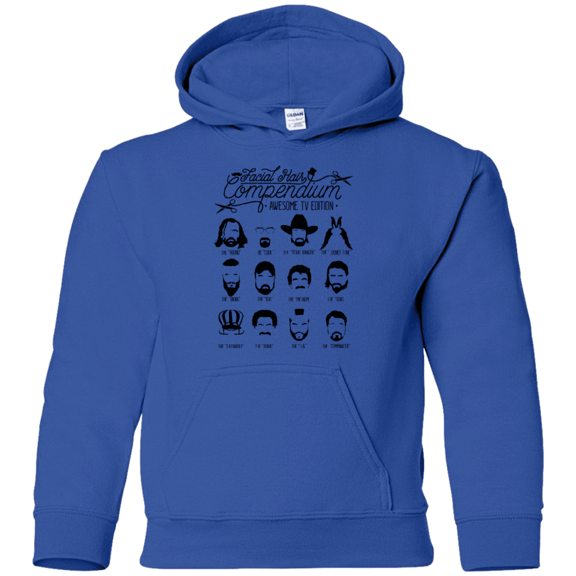 Sweatshirts Royal / YS The TV Facial Hair Compendium Youth Hoodie