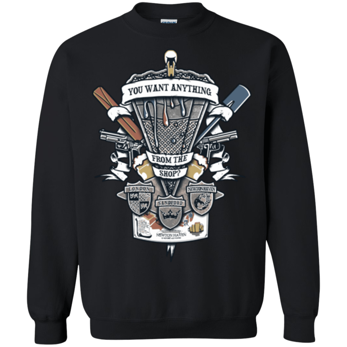 Sweatshirts Black / Small Three Cornetto's Crest Crewneck Sweatshirt