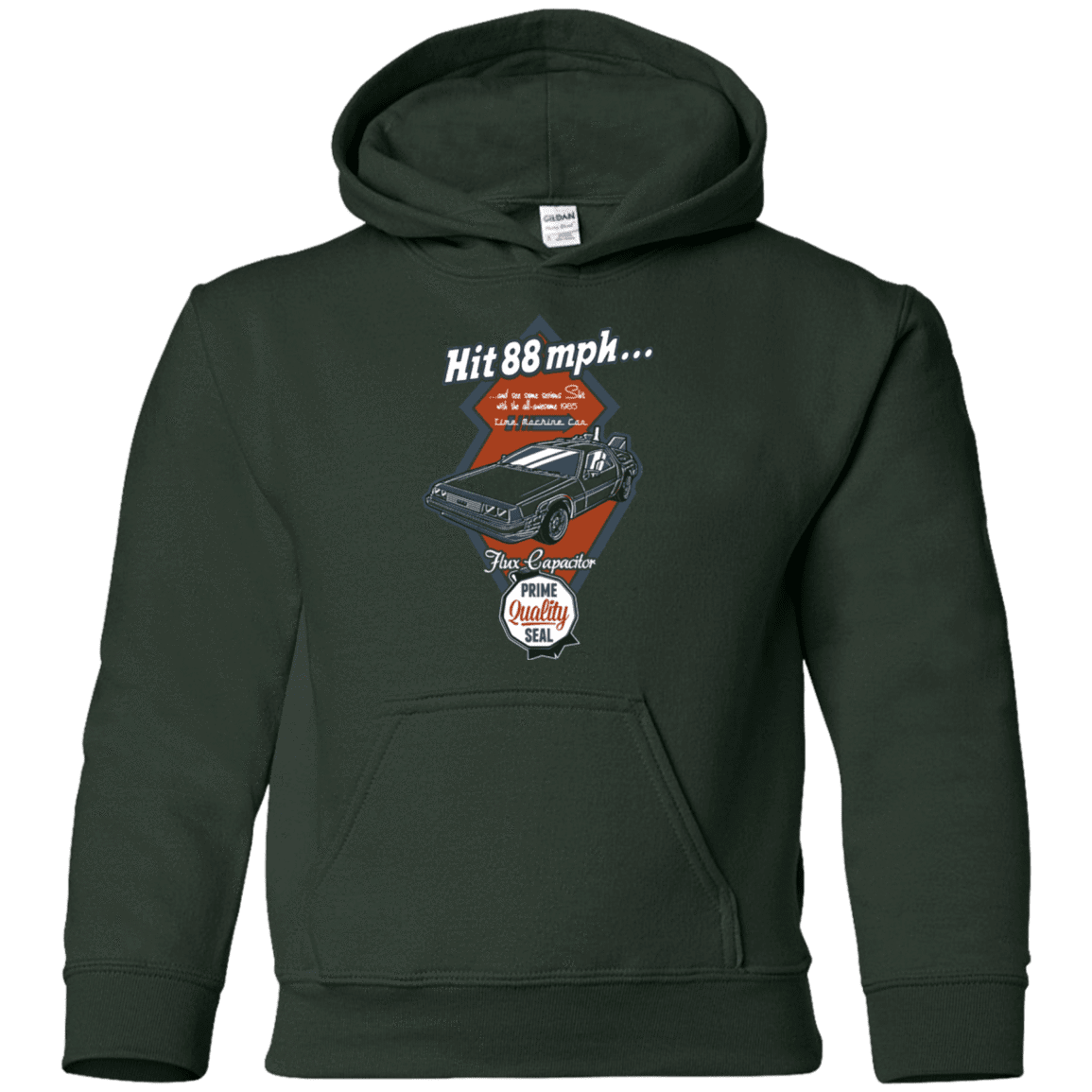 Sweatshirts Forest Green / YS Time Machine Car Youth Hoodie