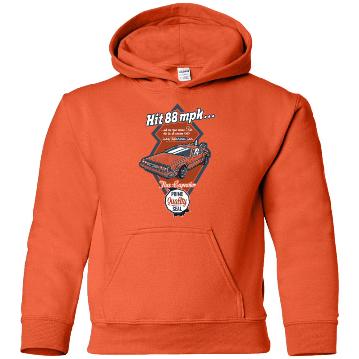 Sweatshirts Orange / YS Time Machine Car Youth Hoodie