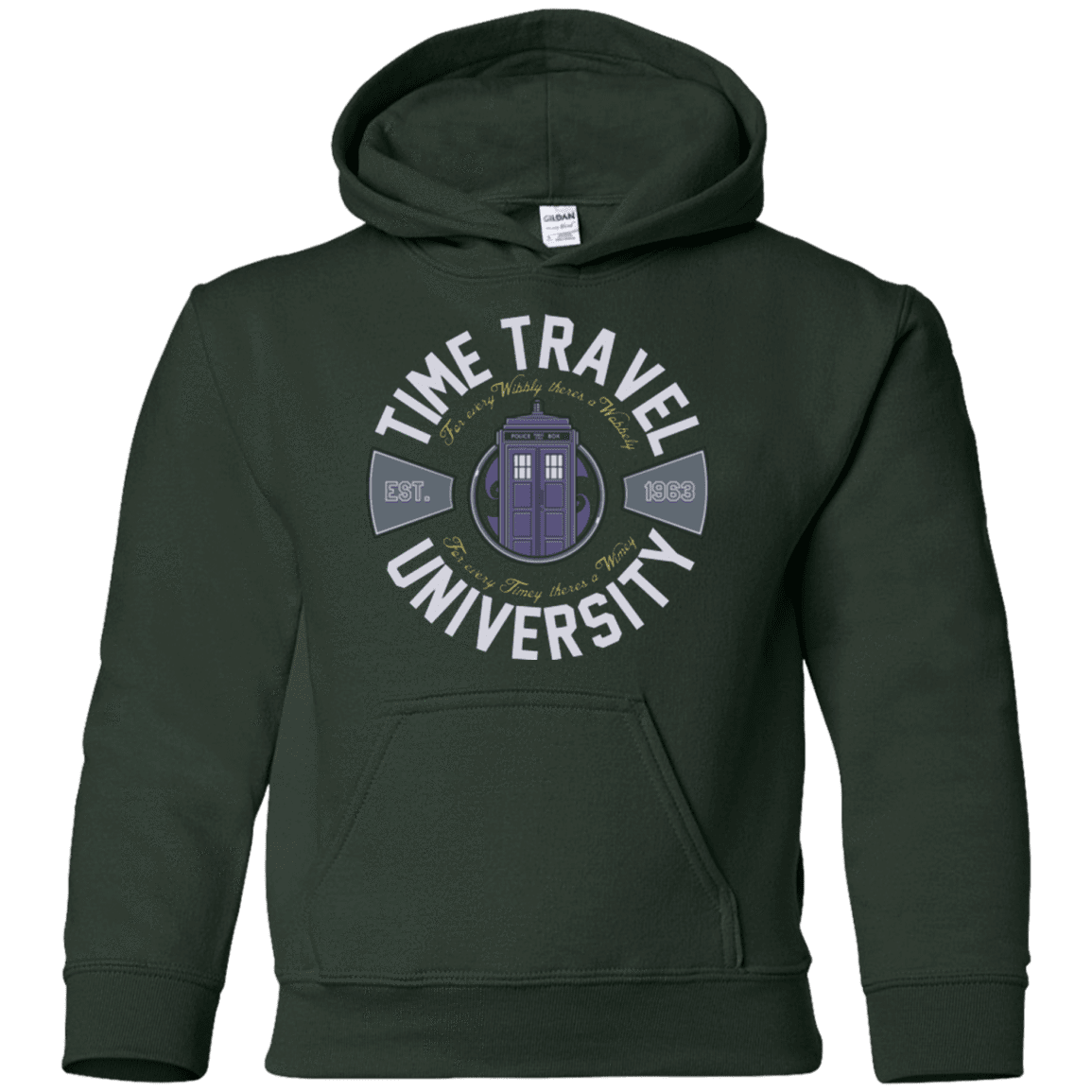 Sweatshirts Forest Green / YS Time Travel University Youth Hoodie