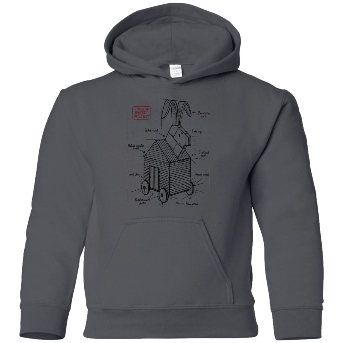 Sweatshirts Charcoal / YS Trojan Rabbit Plan Youth Hoodie