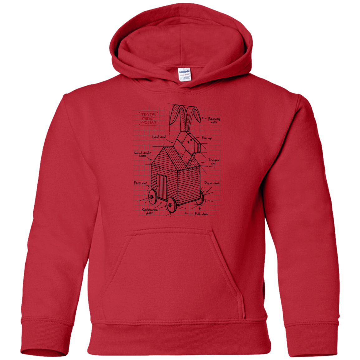 Sweatshirts Red / YS Trojan Rabbit Plan Youth Hoodie