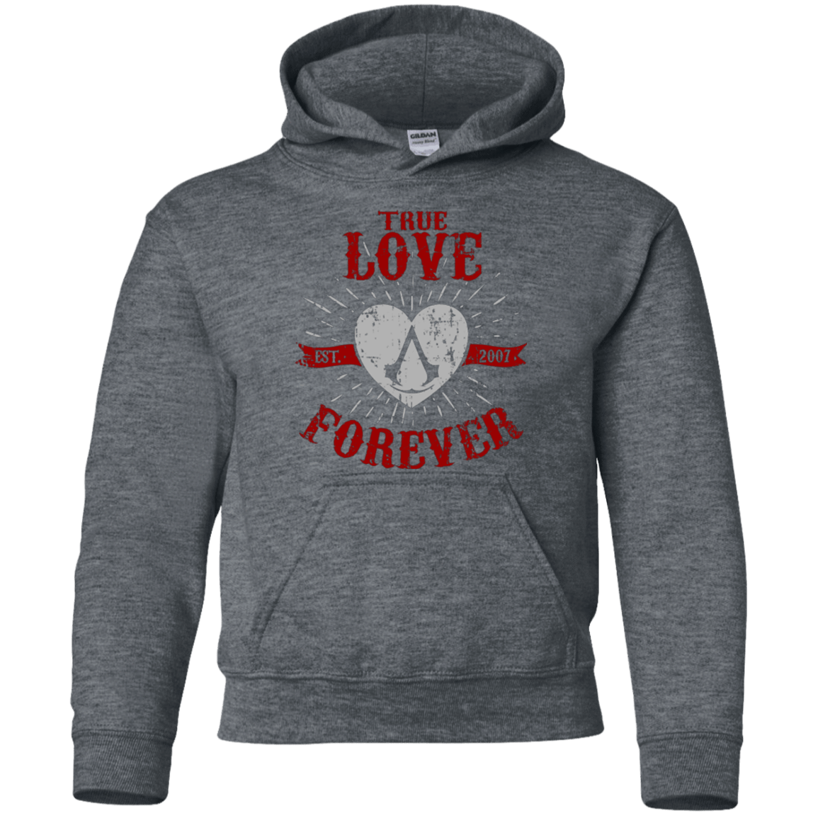 Sweatshirts Dark Heather / YS True Love Forever Assasin Youth Hoodie