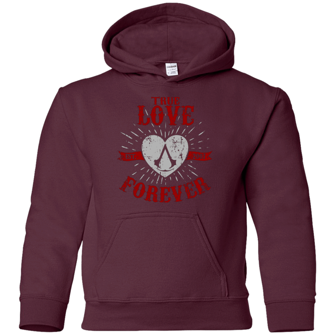Sweatshirts Maroon / YS True Love Forever Assasin Youth Hoodie