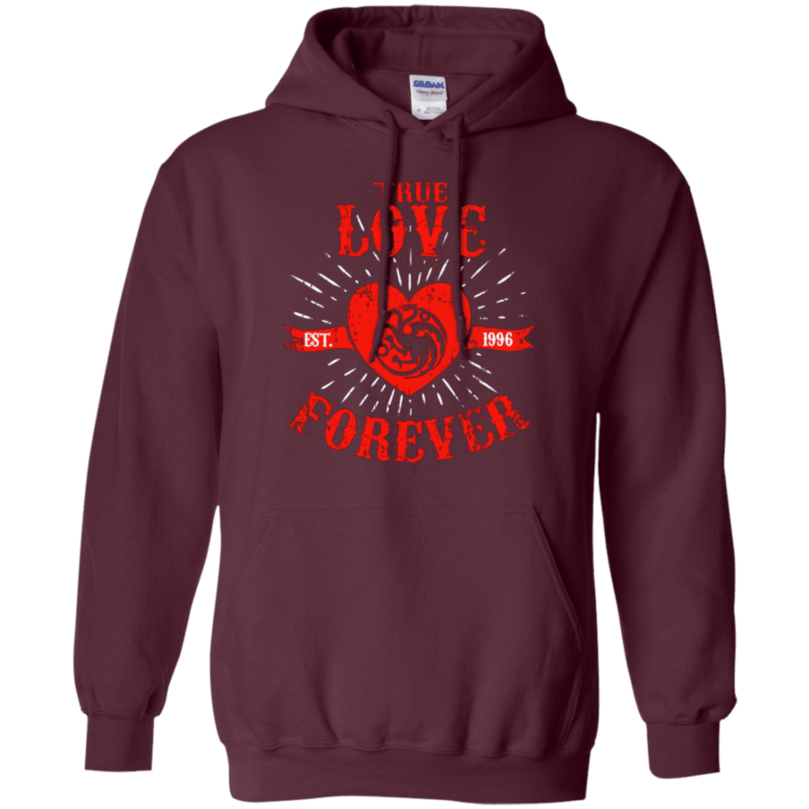 Sweatshirts Maroon / Small True Love Forever Dragon Pullover Hoodie