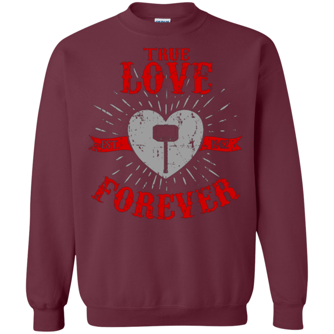 Sweatshirts Maroon / Small True Love Forever God Thunder Crewneck Sweatshirt