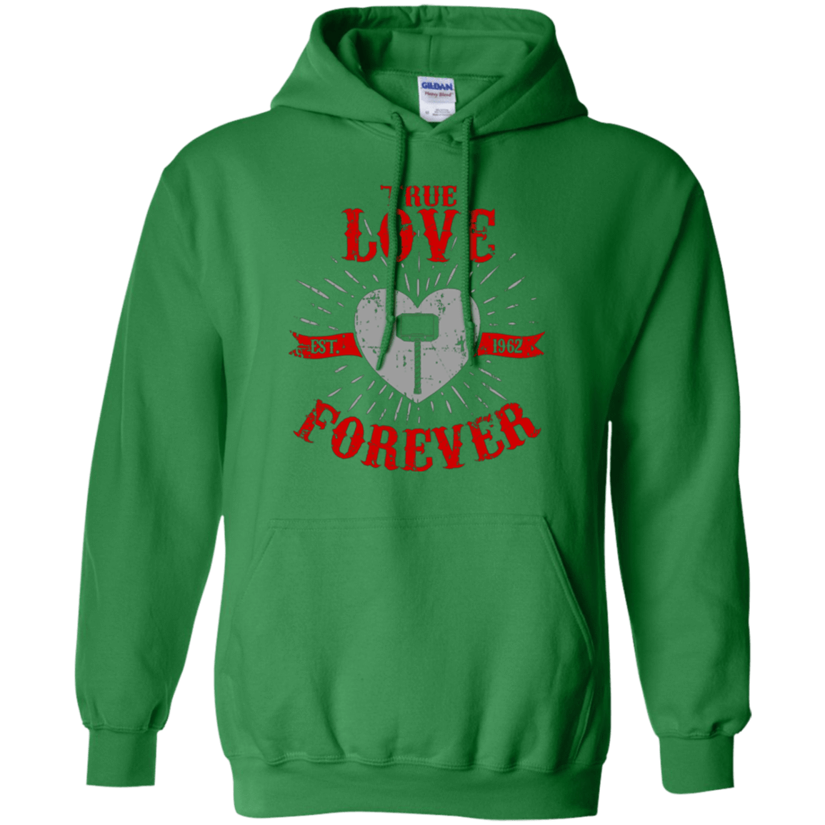 Sweatshirts Irish Green / Small True Love Forever God Thunder Pullover Hoodie