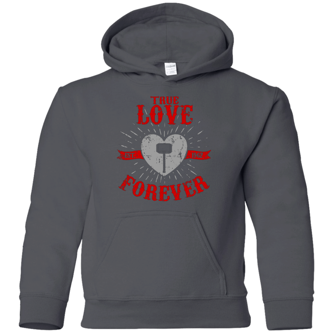 Sweatshirts Charcoal / YS True Love Forever God Thunder Youth Hoodie