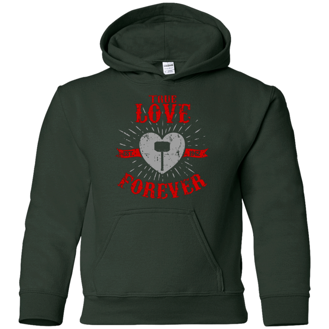 Sweatshirts Forest Green / YS True Love Forever God Thunder Youth Hoodie
