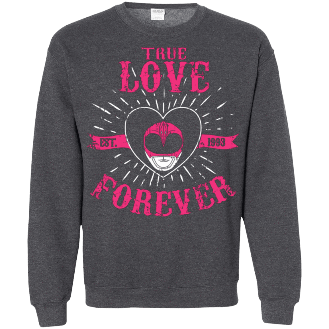 Sweatshirts Dark Heather / Small True Love Forever Pink Crewneck Sweatshirt