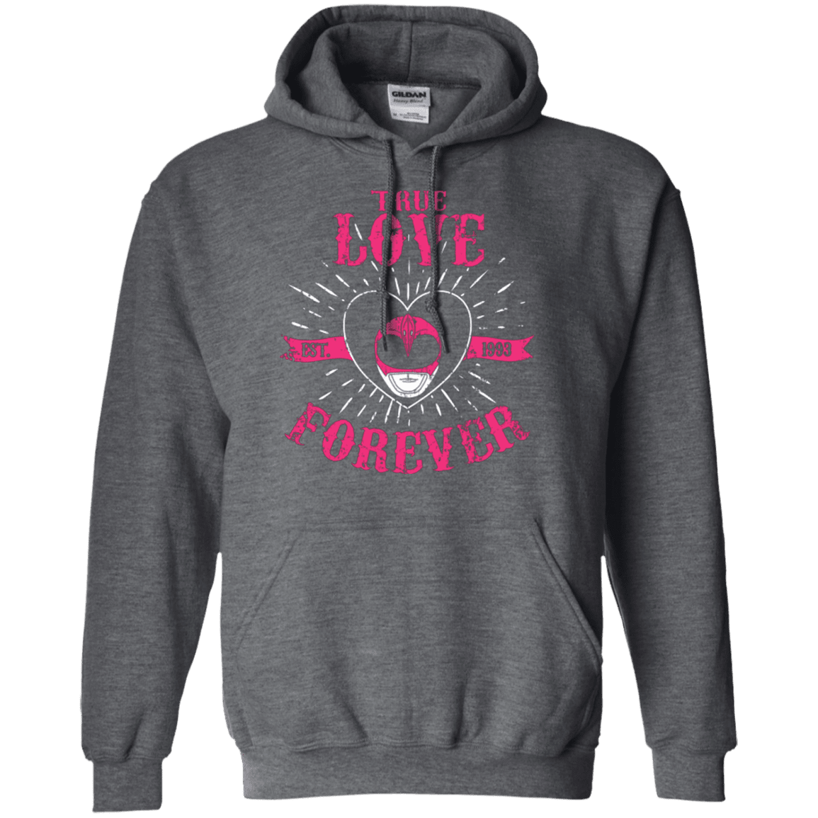 Sweatshirts Dark Heather / Small True Love Forever Pink Pullover Hoodie