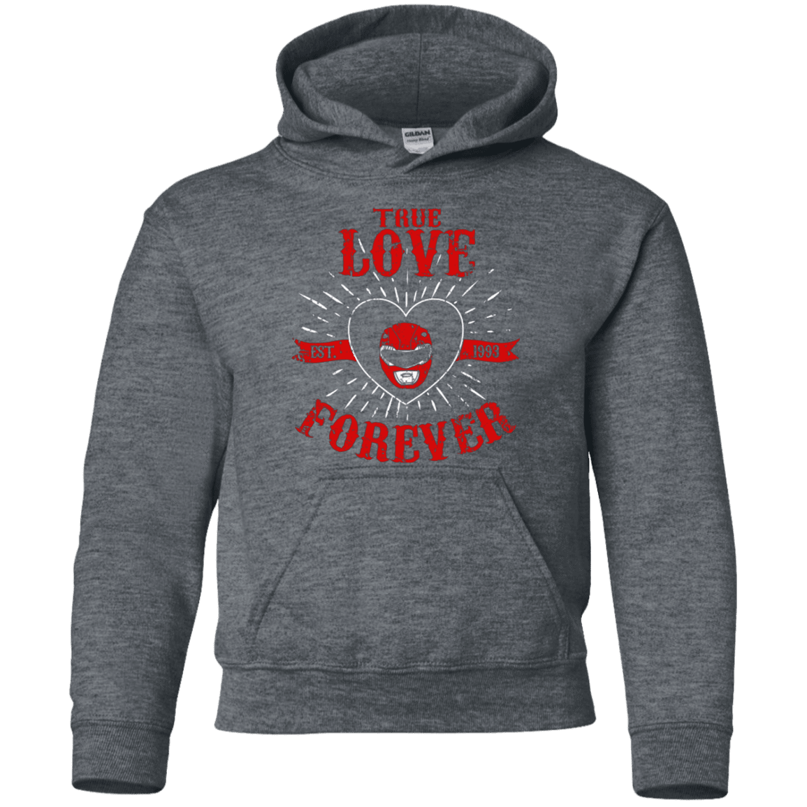 Sweatshirts Dark Heather / YS True Love Forever Red Youth Hoodie
