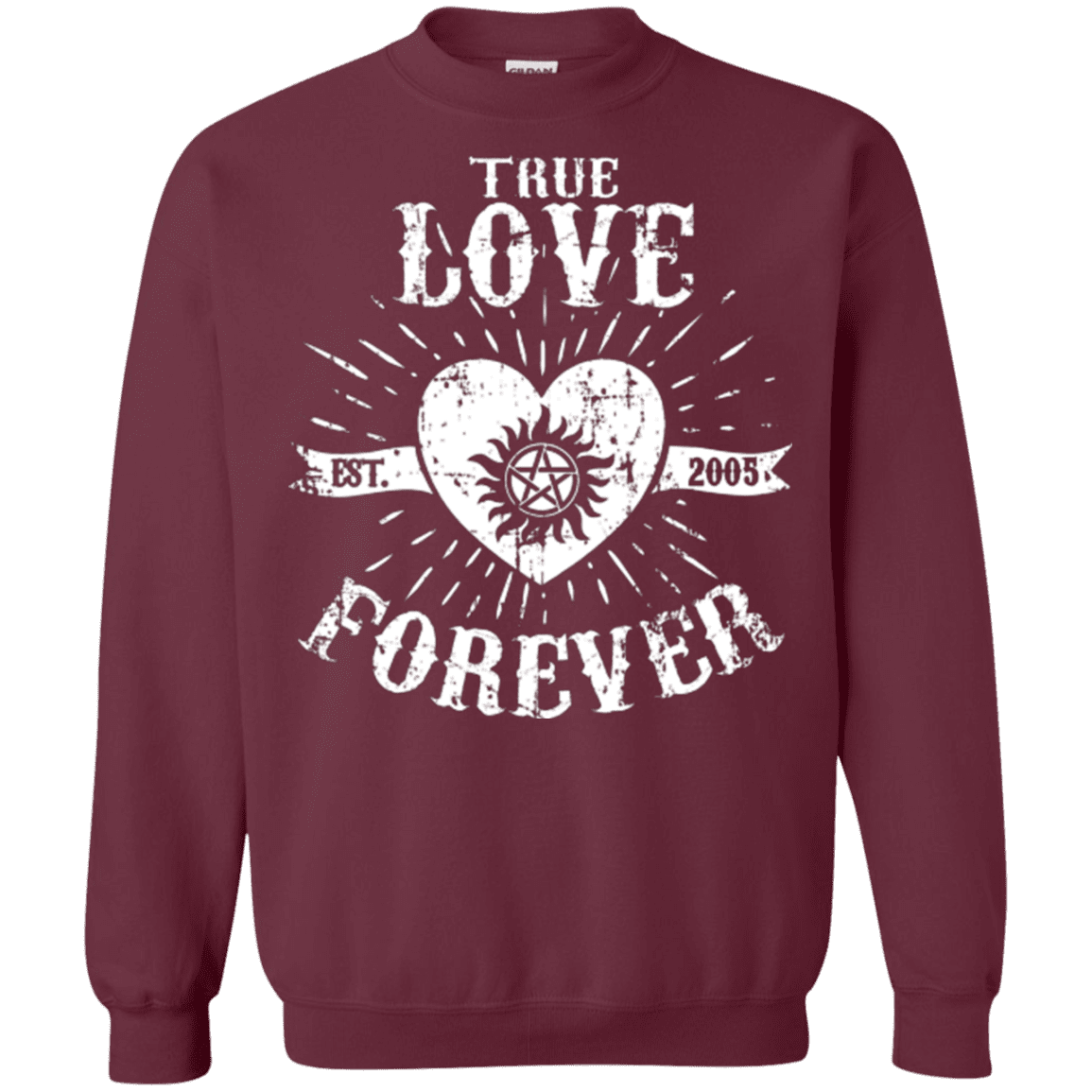 Sweatshirts Maroon / Small True Love Forever Supernatural Crewneck Sweatshirt