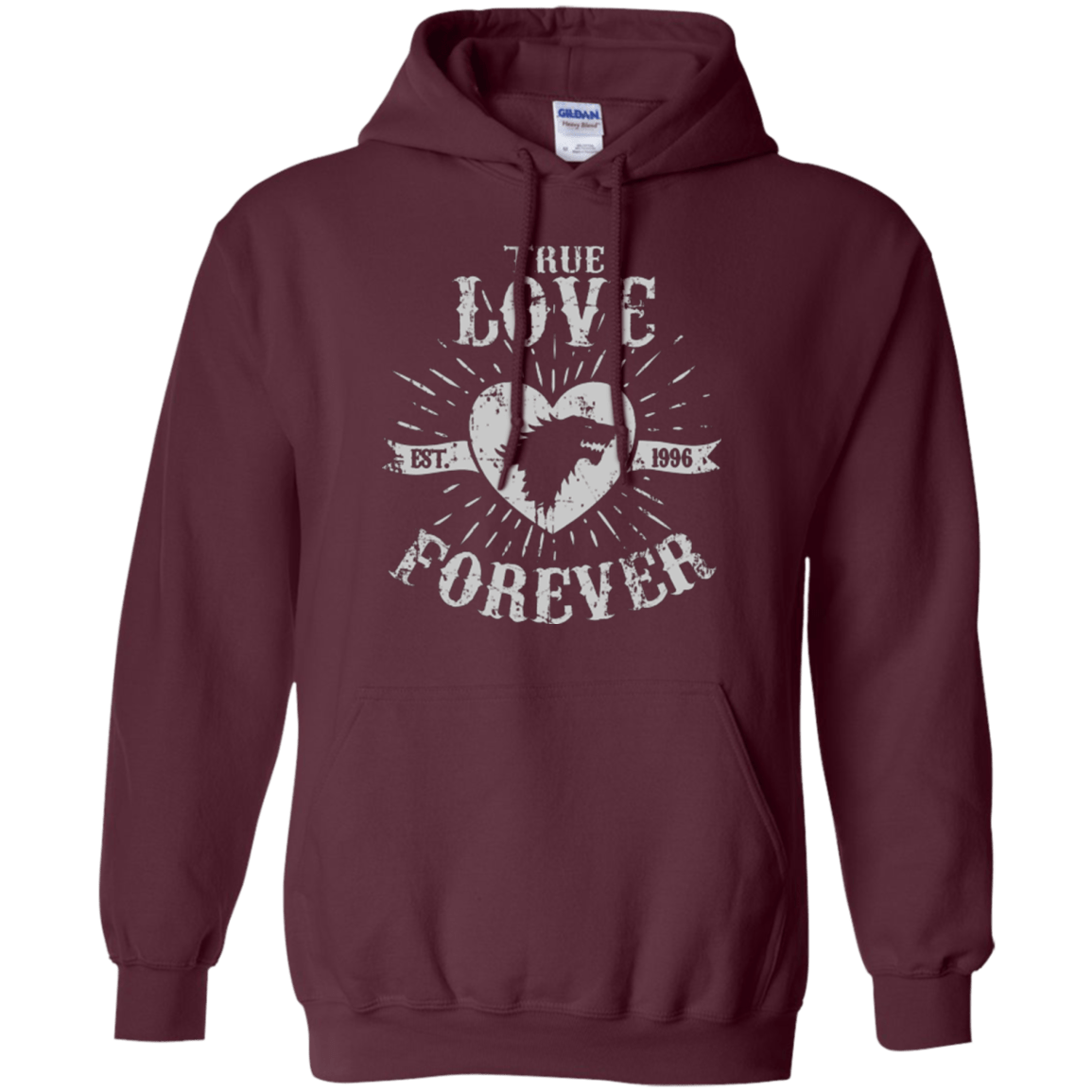 Sweatshirts Maroon / Small True Love Forever Wolf Pullover Hoodie
