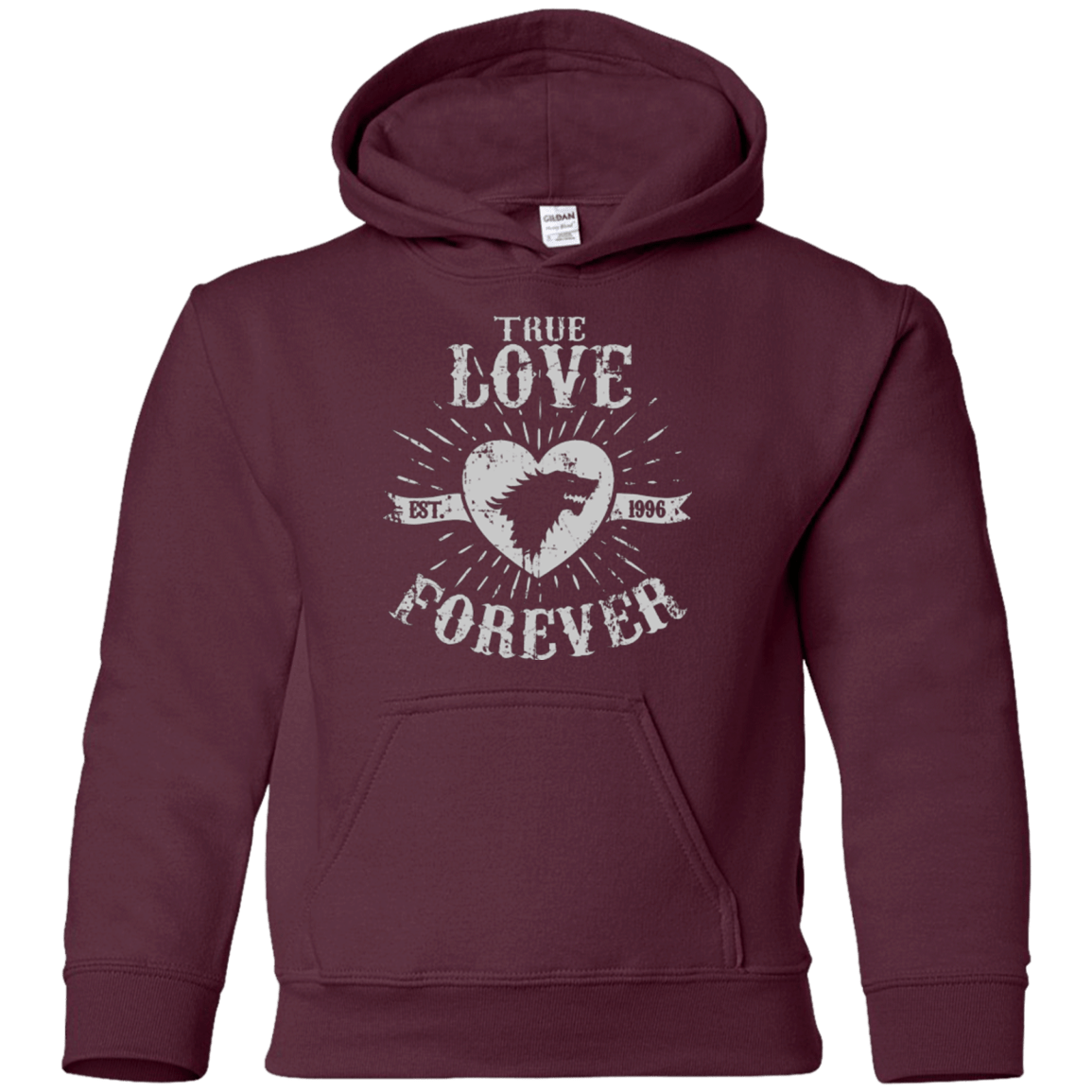 Sweatshirts Maroon / YS True Love Forever Wolf Youth Hoodie