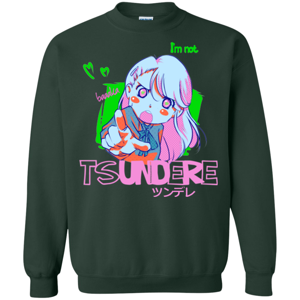 Sweatshirts Forest Green / Small Tsundere Crewneck Sweatshirt