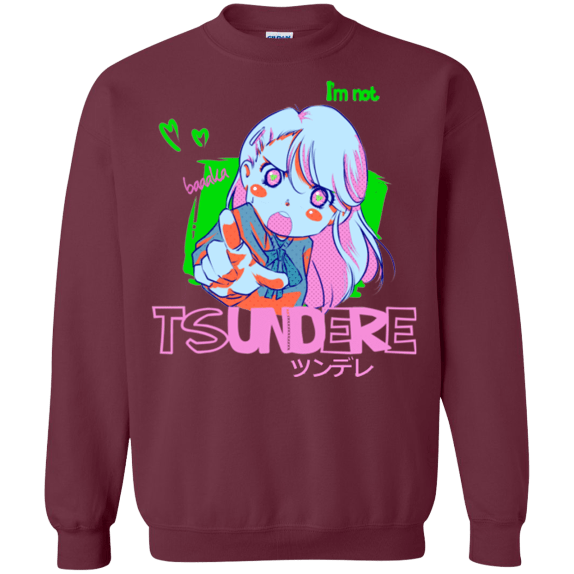 Sweatshirts Maroon / Small Tsundere Crewneck Sweatshirt