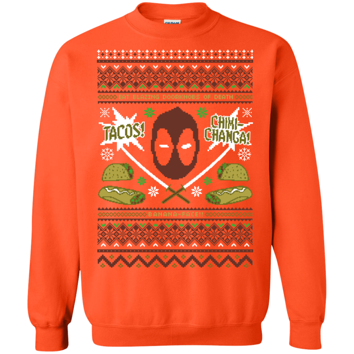 Sweatshirts Orange / Small Ugly Deadpool Crewneck Sweatshirt