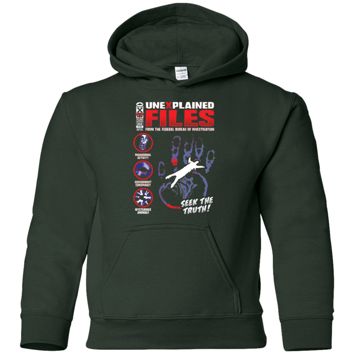 Sweatshirts Forest Green / YS Unexplained Files Youth Hoodie
