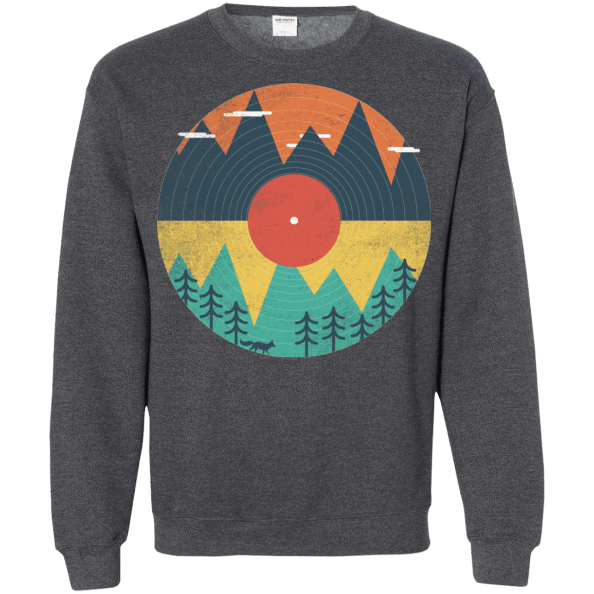 Sweatshirts Dark Heather / S Vinyl Fox Crewneck Sweatshirt