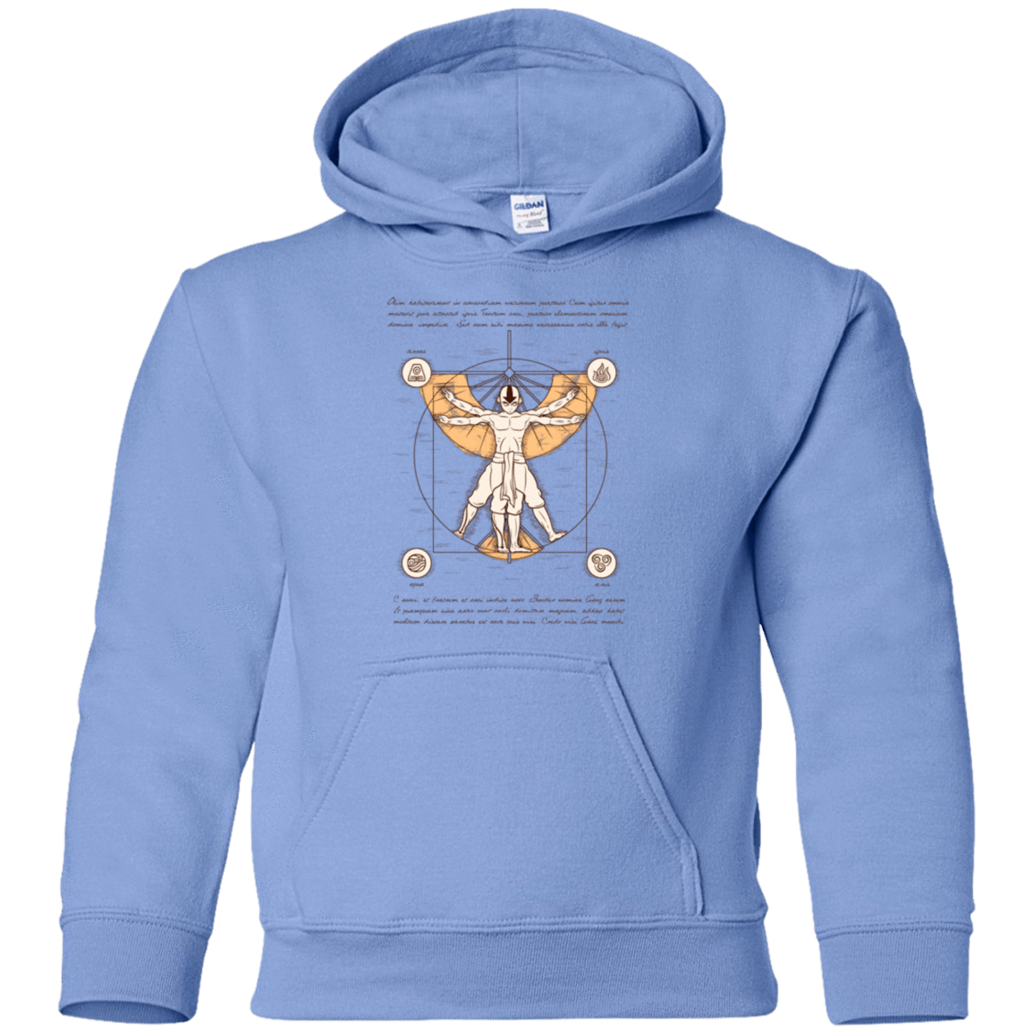 Sweatshirts Carolina Blue / YS Vitruvian Aang (1) Youth Hoodie