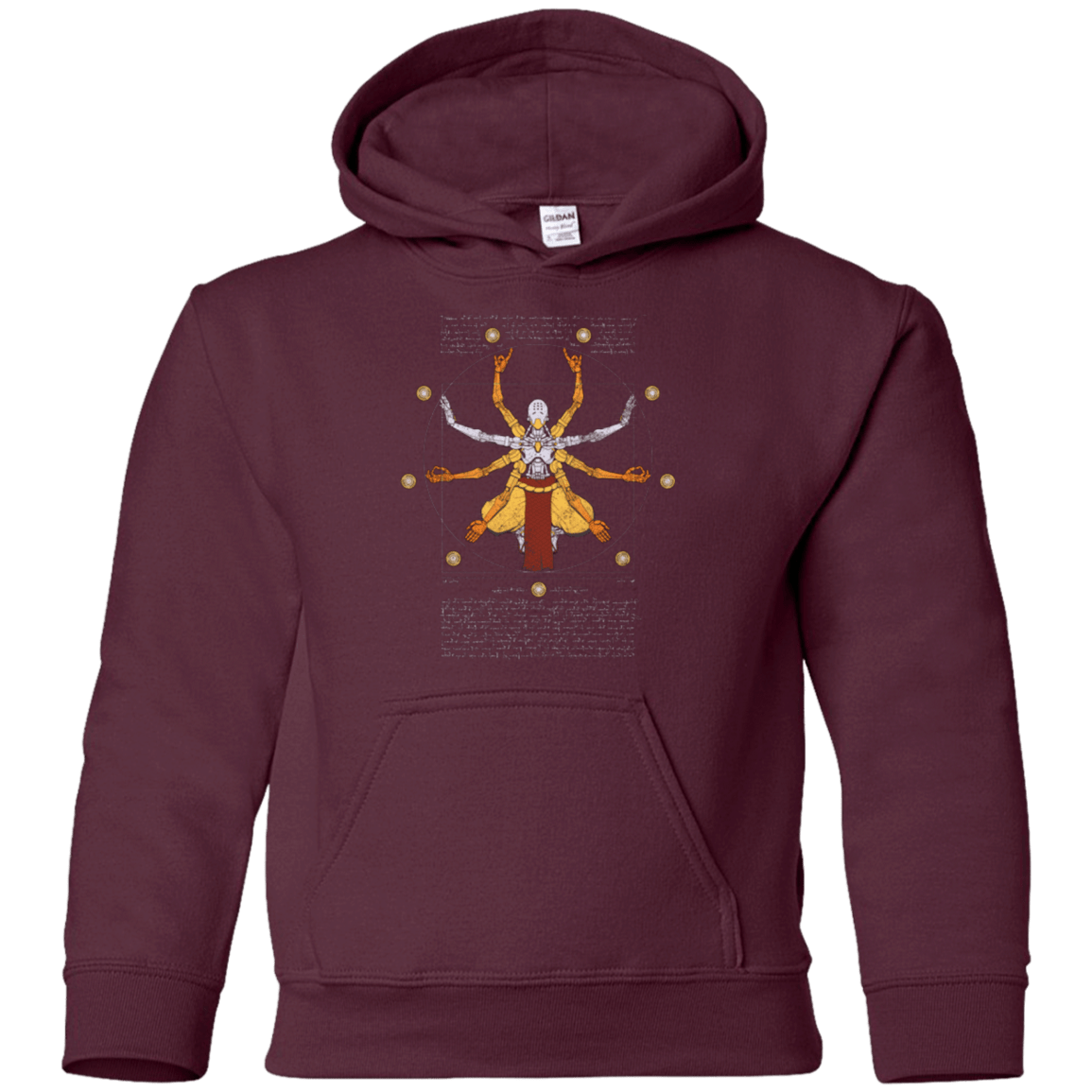 Sweatshirts Maroon / YS Vitruvian Omnic Youth Hoodie
