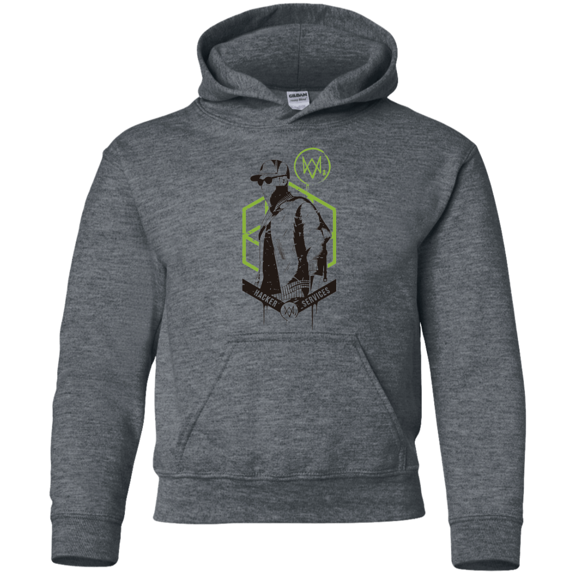 Sweatshirts Dark Heather / YS Watch Dogs 2 Hacker Services Youth Hoodie