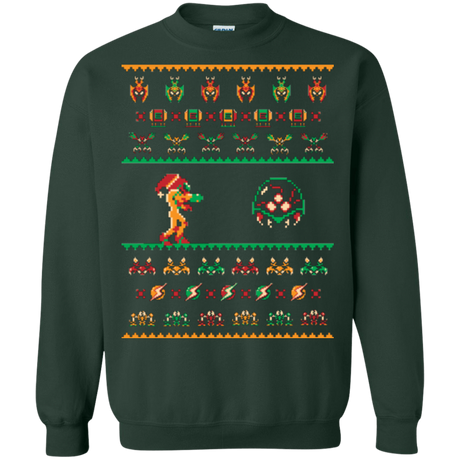 Sweatshirts Forest Green / Small We Wish You A Metroid Christmas Crewneck Sweatshirt