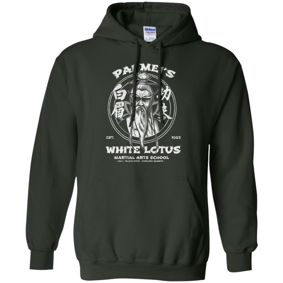 Sweatshirts Forest Green / Small White Lotus Pullover Hoodie