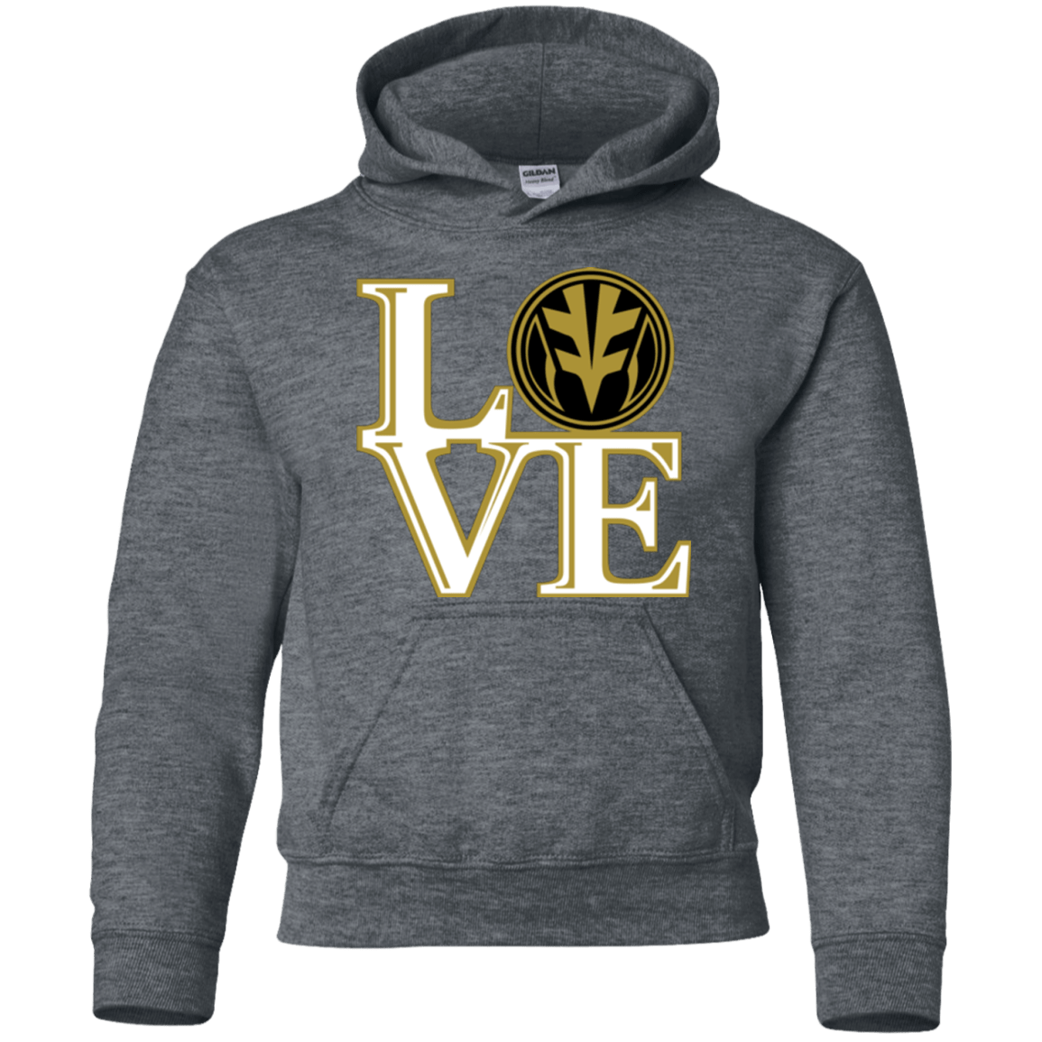 Sweatshirts Dark Heather / YS White Ranger LOVE Youth Hoodie