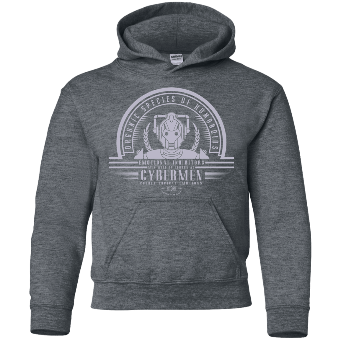 Sweatshirts Dark Heather / YS Who Villains Cybermen Youth Hoodie