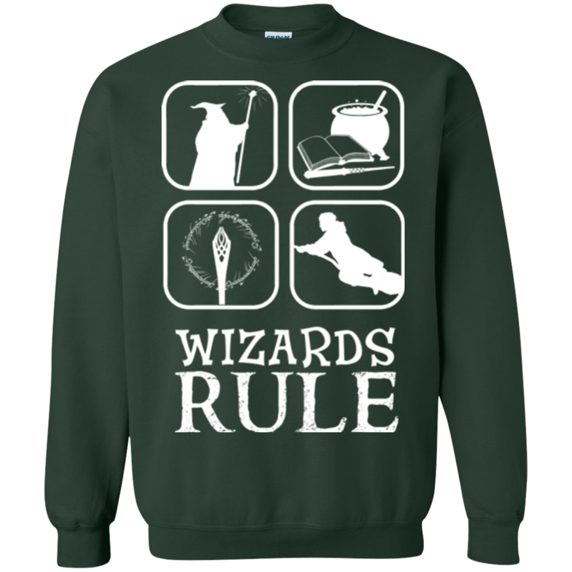 Sweatshirts Forest Green / Small Wizards Rule Crewneck Sweatshirt