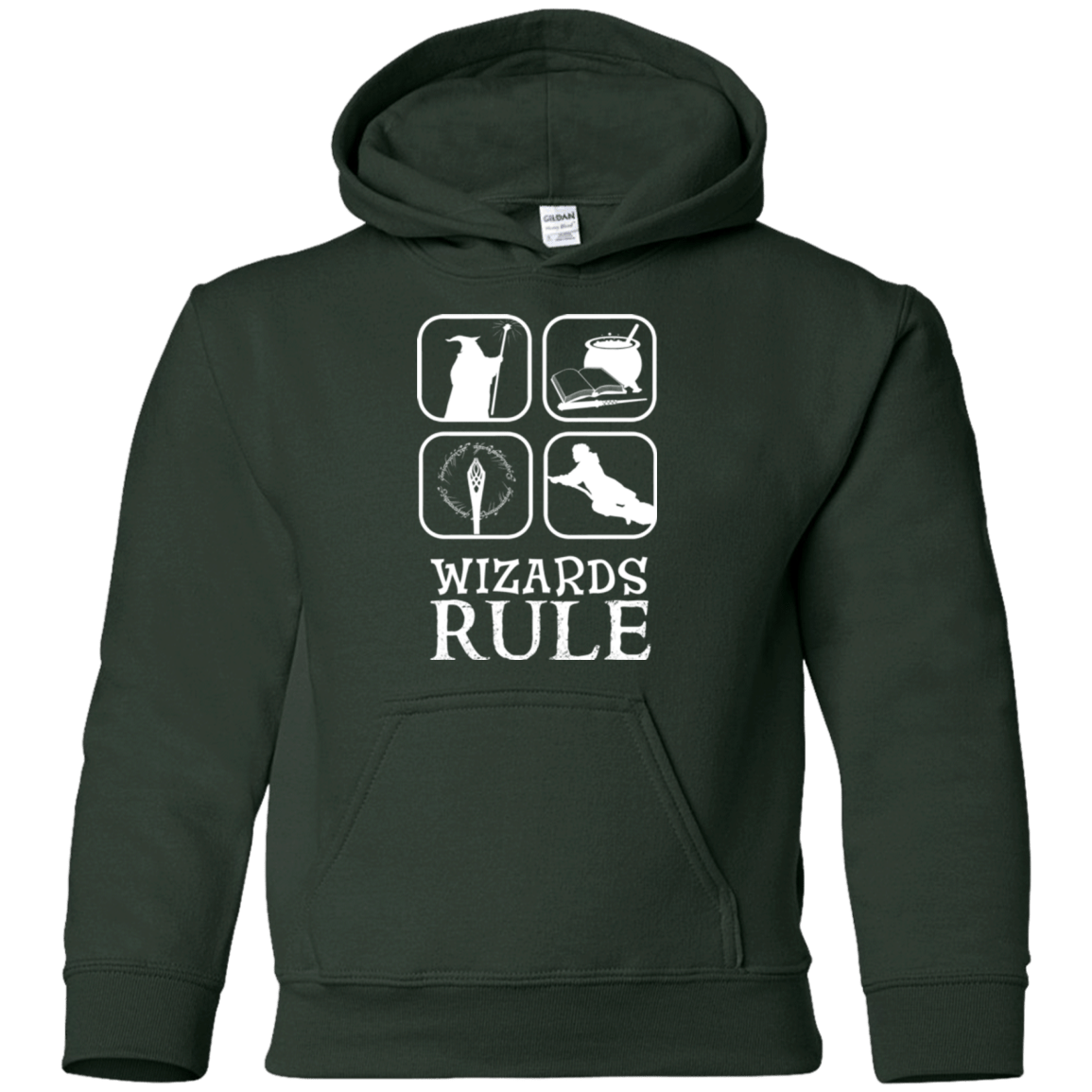 Sweatshirts Forest Green / YS Wizards Rule Youth Hoodie