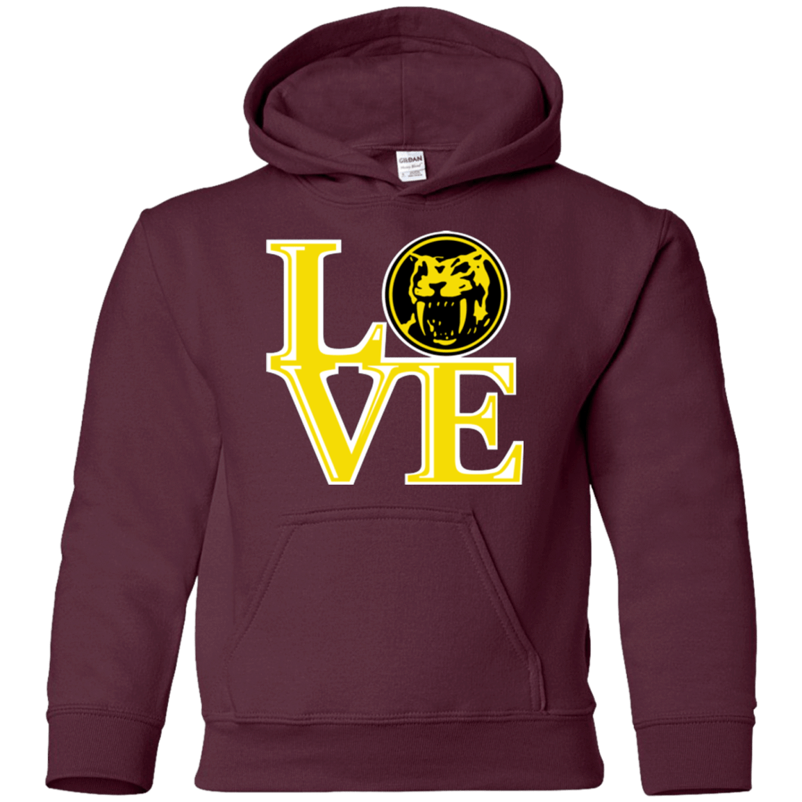 Sweatshirts Maroon / YS Yellow Ranger LOVE Youth Hoodie