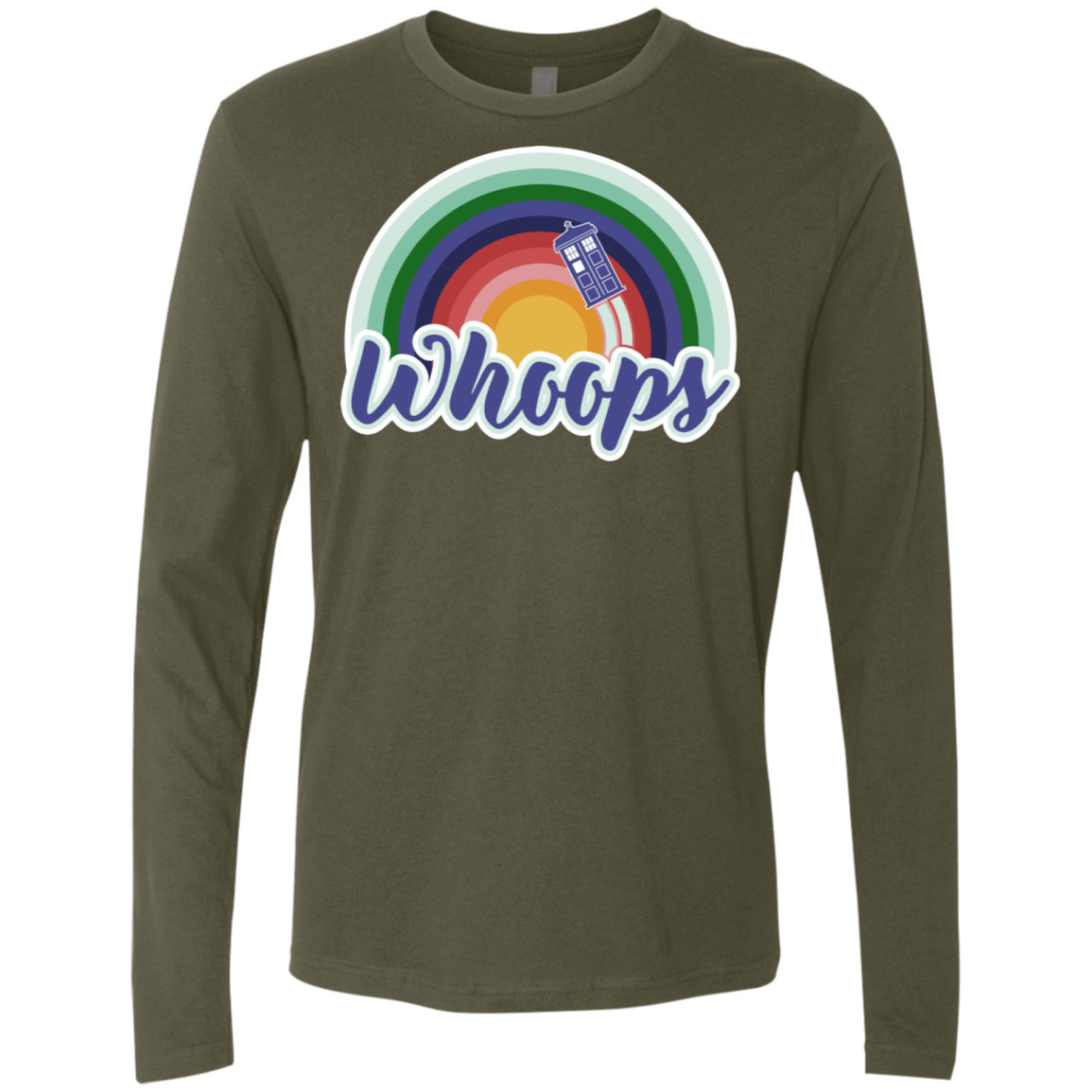 T-Shirts Military Green / S 13th Doctor Retro Whoops Men's Premium Long Sleeve