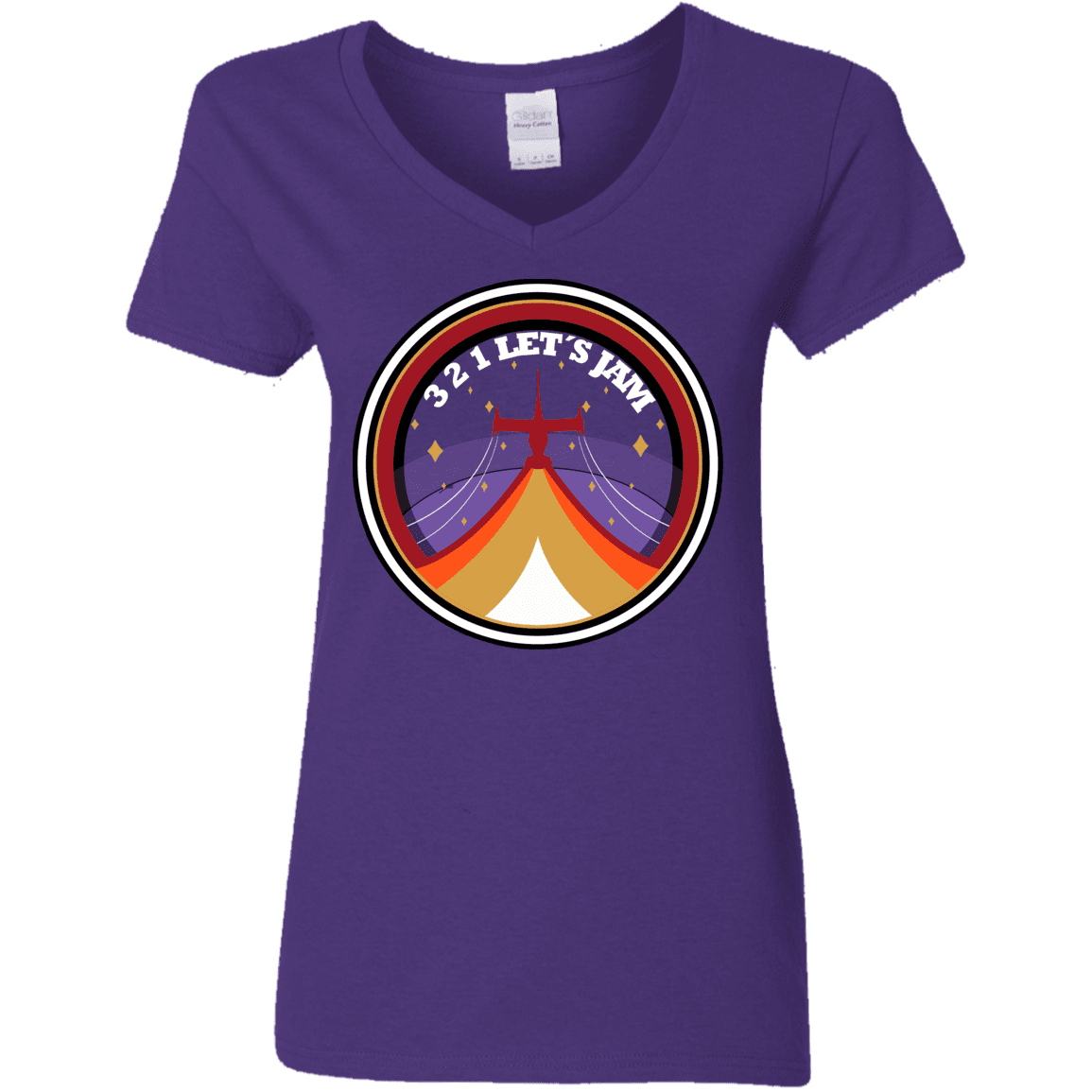 T-Shirts Purple / S 3 2 1 Lets Jam Women's V-Neck T-Shirt