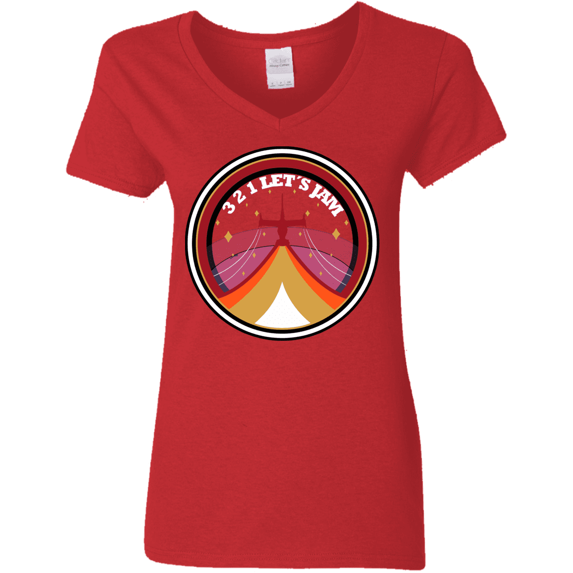T-Shirts Red / S 3 2 1 Lets Jam Women's V-Neck T-Shirt
