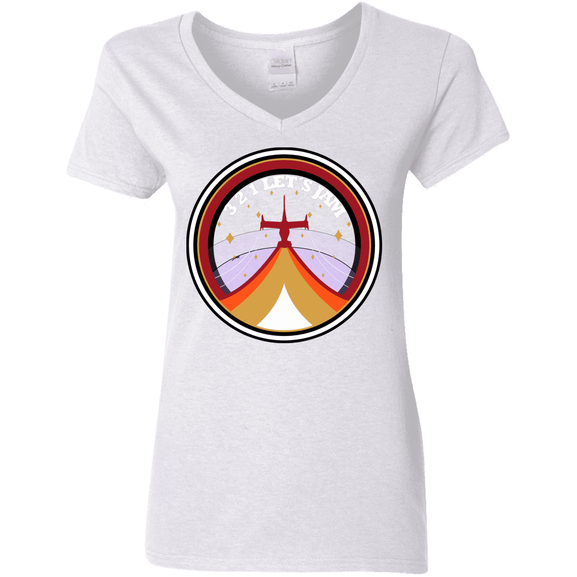 T-Shirts White / S 3 2 1 Lets Jam Women's V-Neck T-Shirt