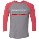 T-Shirts Premium Heather/ Vintage Red / X-Small 3 Billion People Run On Java Men's Triblend 3/4 Sleeve